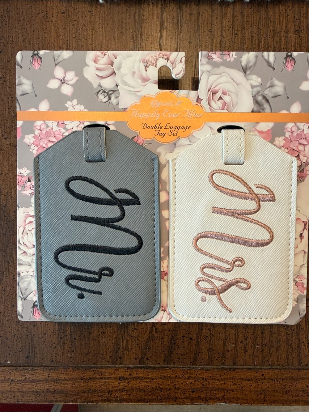 Happily Ever After Double Baggage Tag Set - Blue & Cream